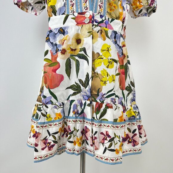 NWOT FARM Rio Floral Ruffles Greek Garden Off-White Mini Dress Size XL - Picture 4 of 14